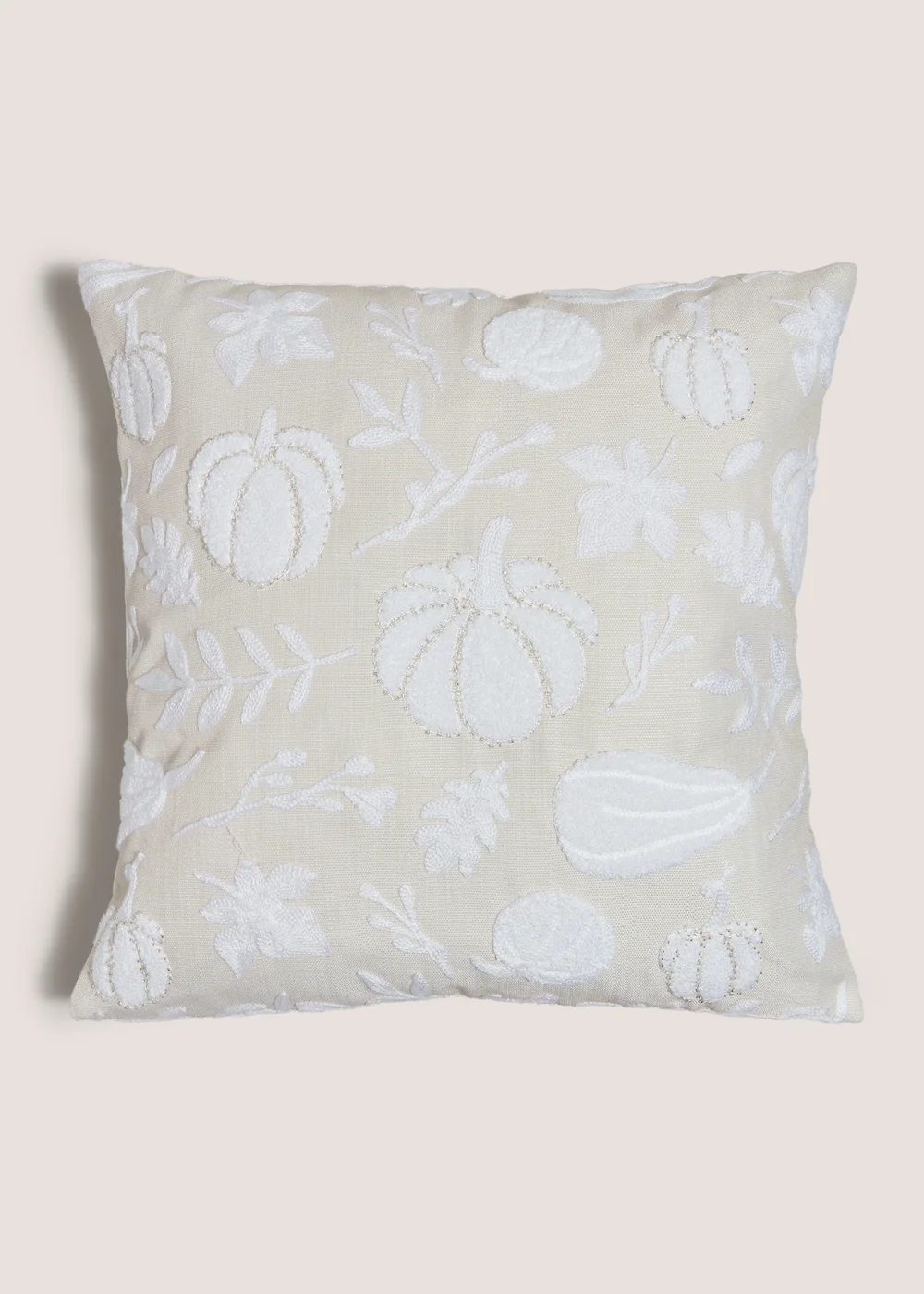 Cream Pumpkin Embroidered Cushion (43cm x 43cm) Image 1