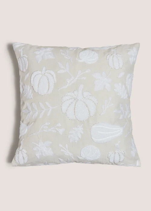 Cream Pumpkin Embroidered Cushion (43cm x 43cm) Image 1