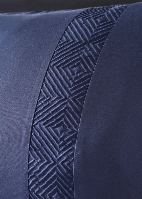 Navy Embossed Panel Duvet Set - Single Image 2