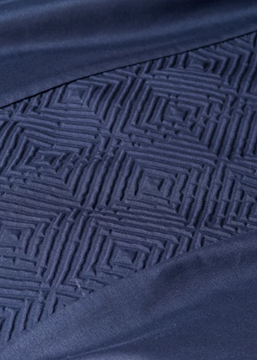 Navy Embossed Panel Duvet Set - Single Image 3