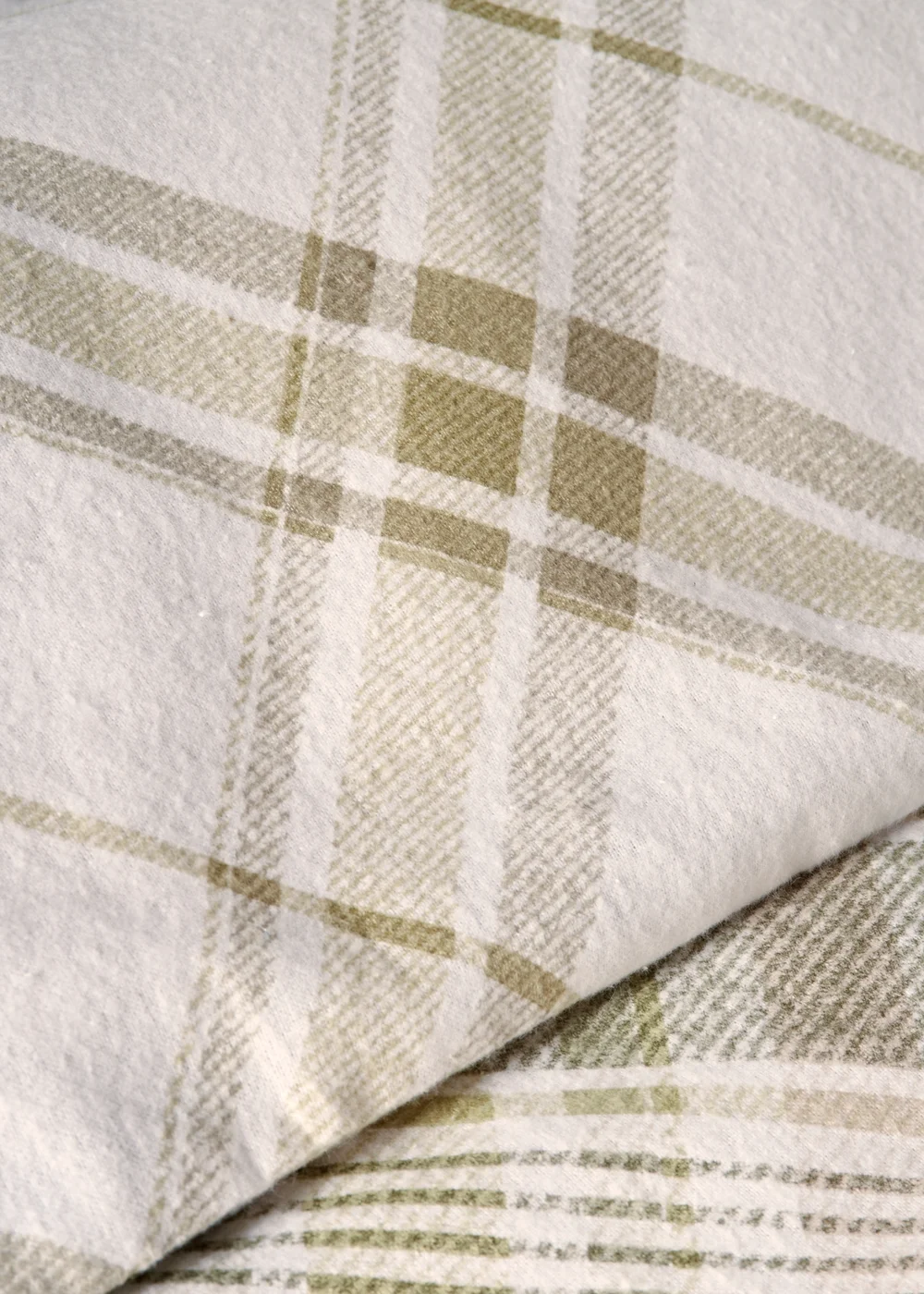 Green Checked Brushed Cotton Duvet Set - Single Image 2