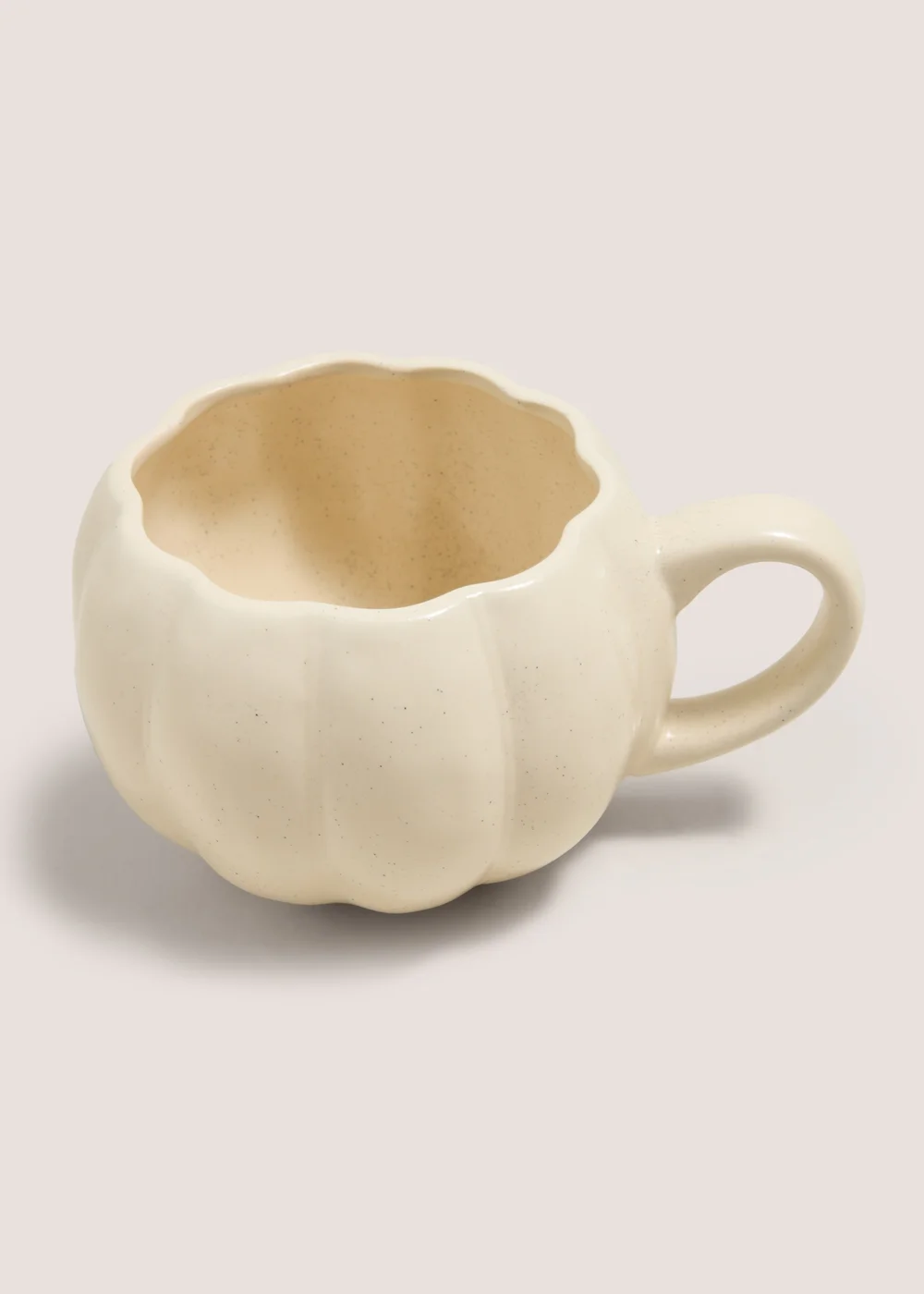 Cream Speckled Pumpkin Shaped Mug (13.1cmx9.2cmx10.2cm) Image 1
