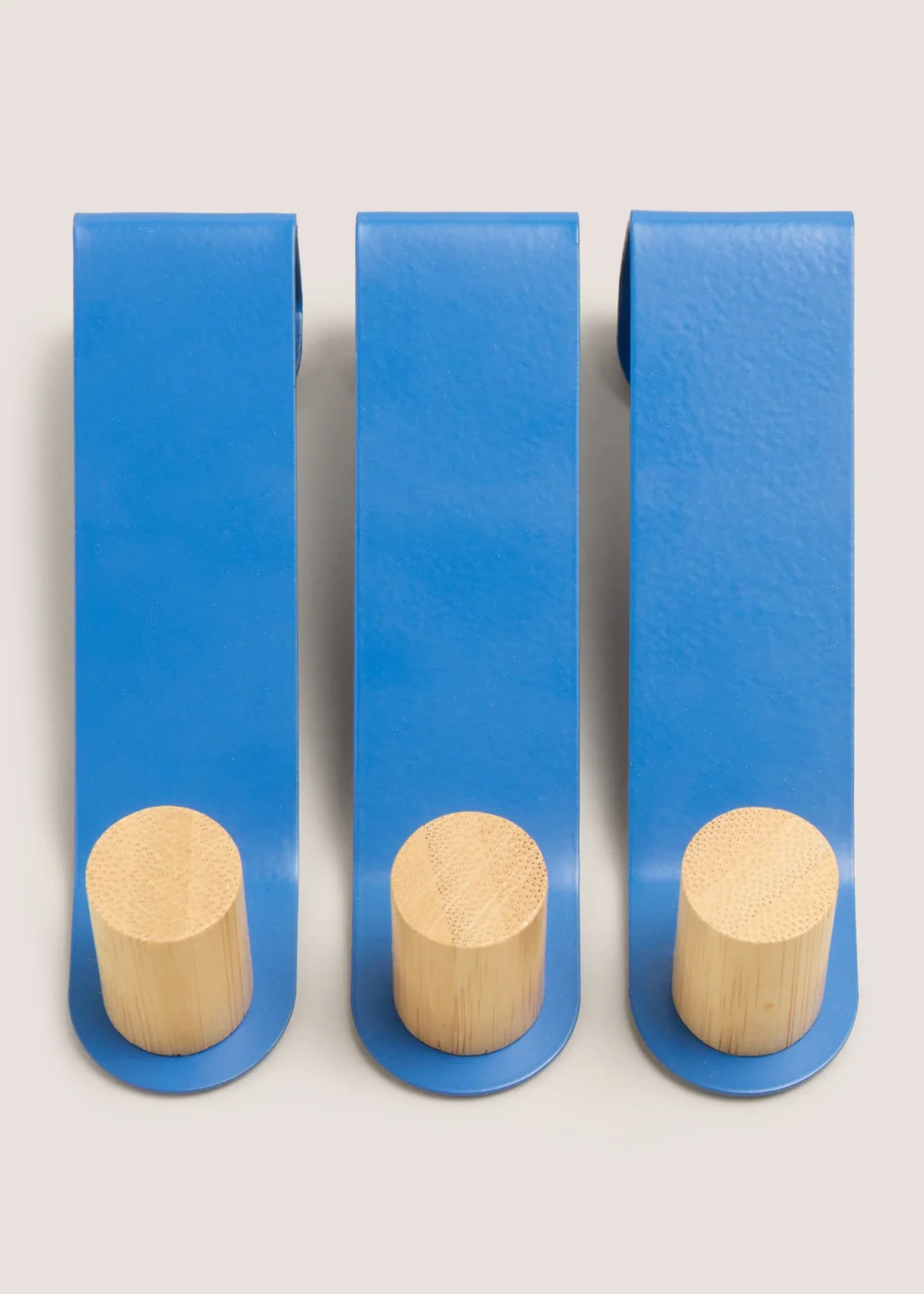 3 Pack Blue Metal & Wood Hooks (13cmx7cm) Image 1
