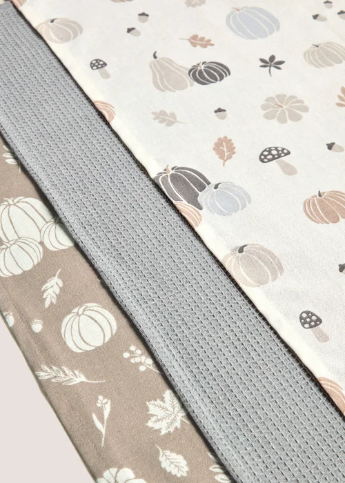 3 Pack Autumn Pumpkin Tea Towels (60cmx45cm) Image 2