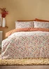 Orange Watercolour Floral Pattern Duvet Set - Single Image 1