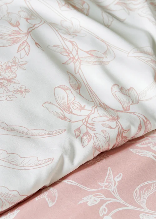 Pink Linear Floral Duvet Set - Single Image 3