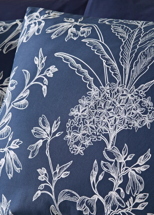 Navy Linear Floral Duvet Set - Single Image 2