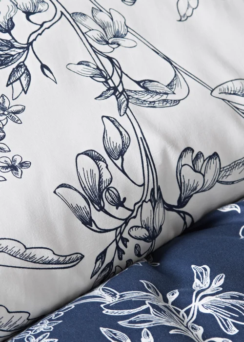 Navy Linear Floral Duvet Set - Single Image 3