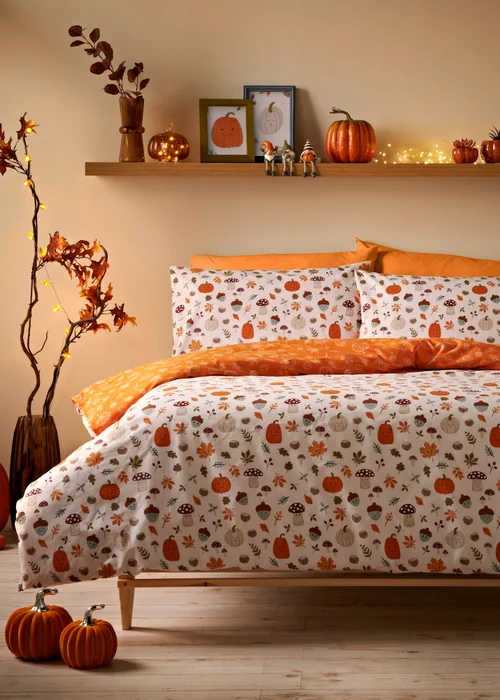 Orange Pumpkin Duvet Set - Single Image 1