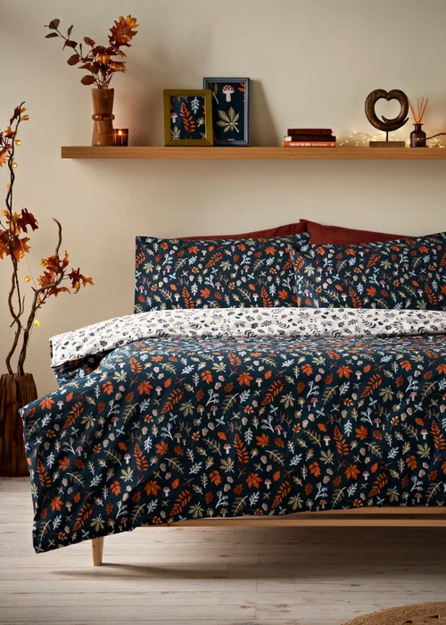 Navy Autumn Duvet Set - Single Image 1
