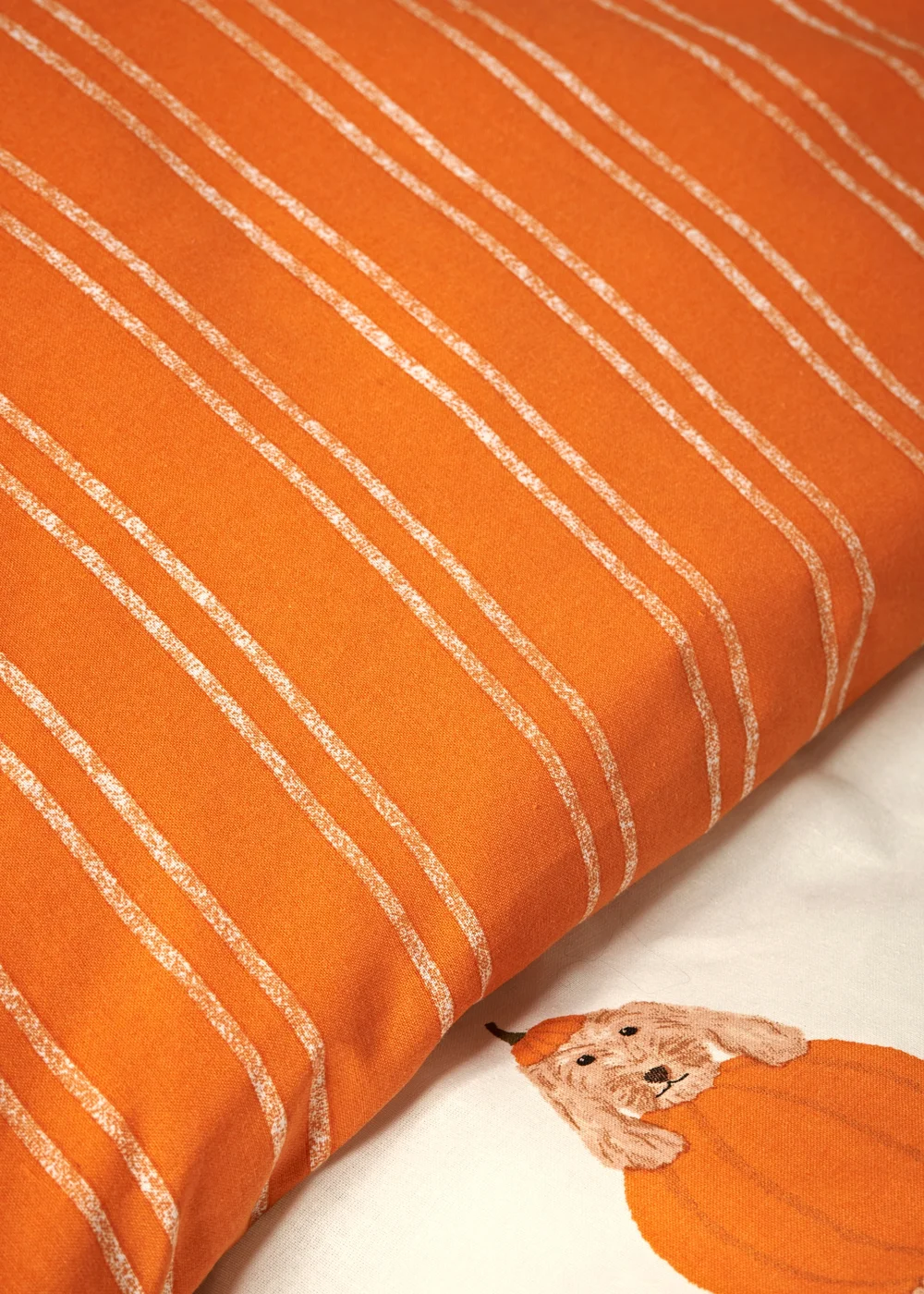 Orange Pumpkin Dog Duvet Set - Single Image 3