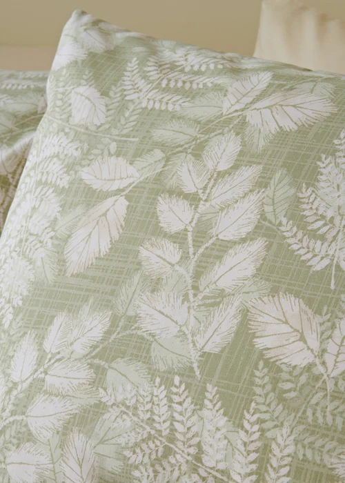 Green Sketch Leaf Design Duvet Set - Single Image 2