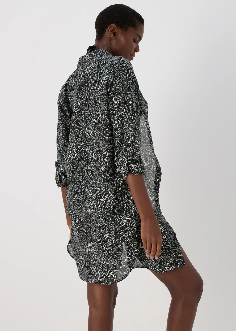 Black Spot Print Beach Shirt - Extra small Image 2