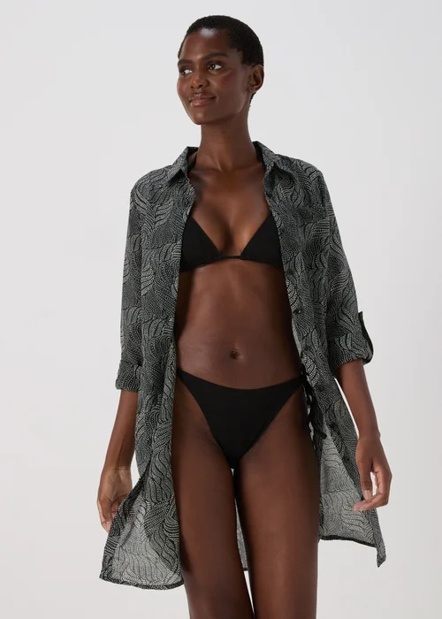 Black Spot Print Beach Shirt - Extra small Image 1