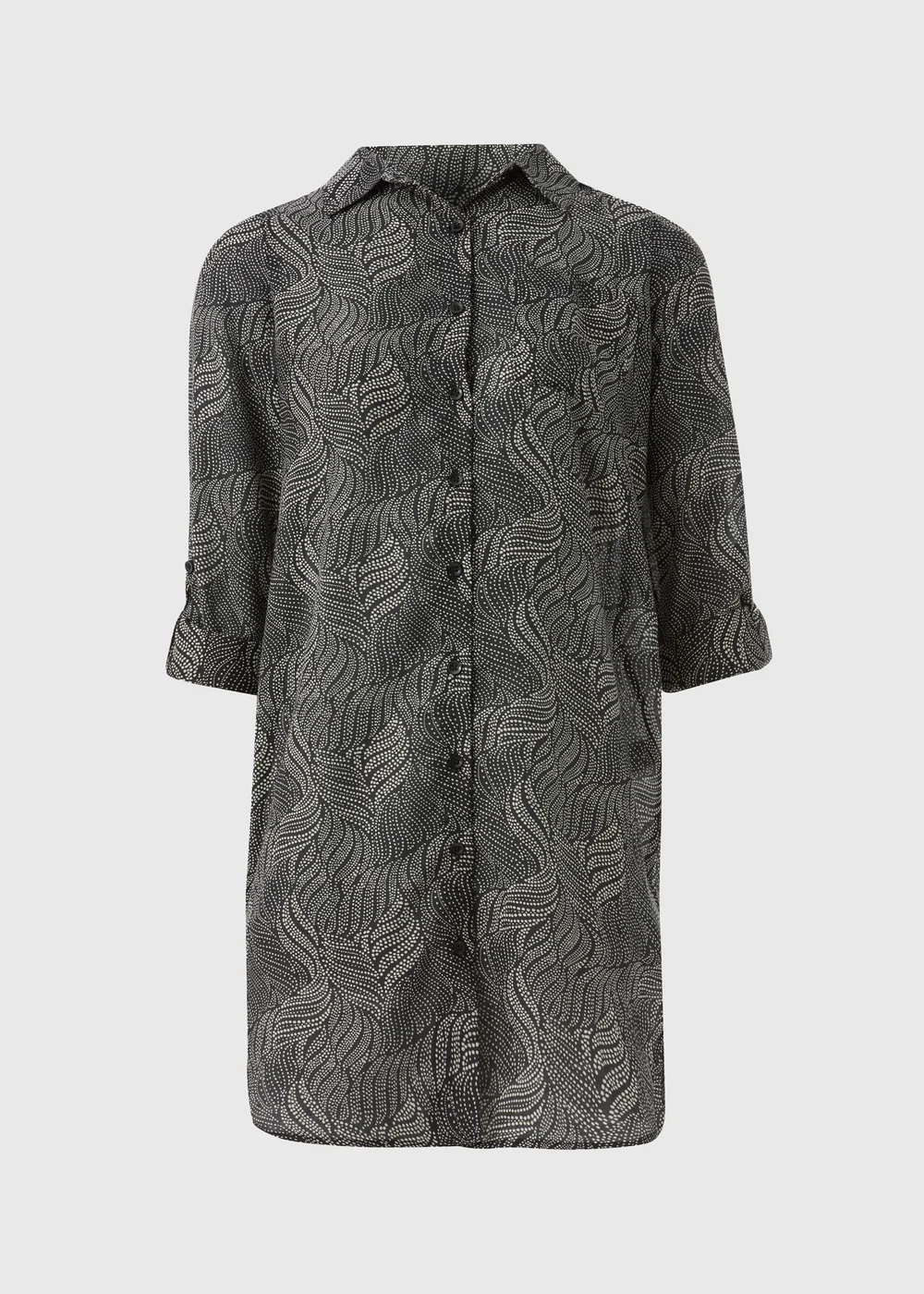 Black Spot Print Beach Shirt - Extra small Image 4