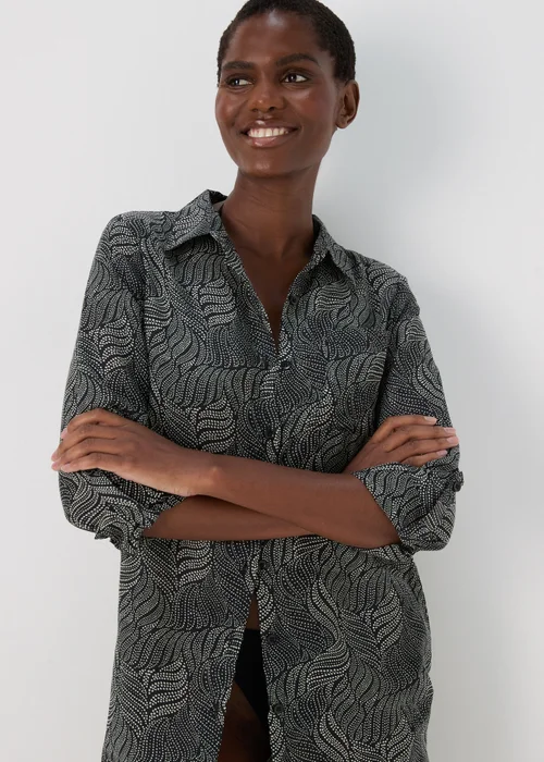 Black Spot Print Beach Shirt - Extra small Image 3