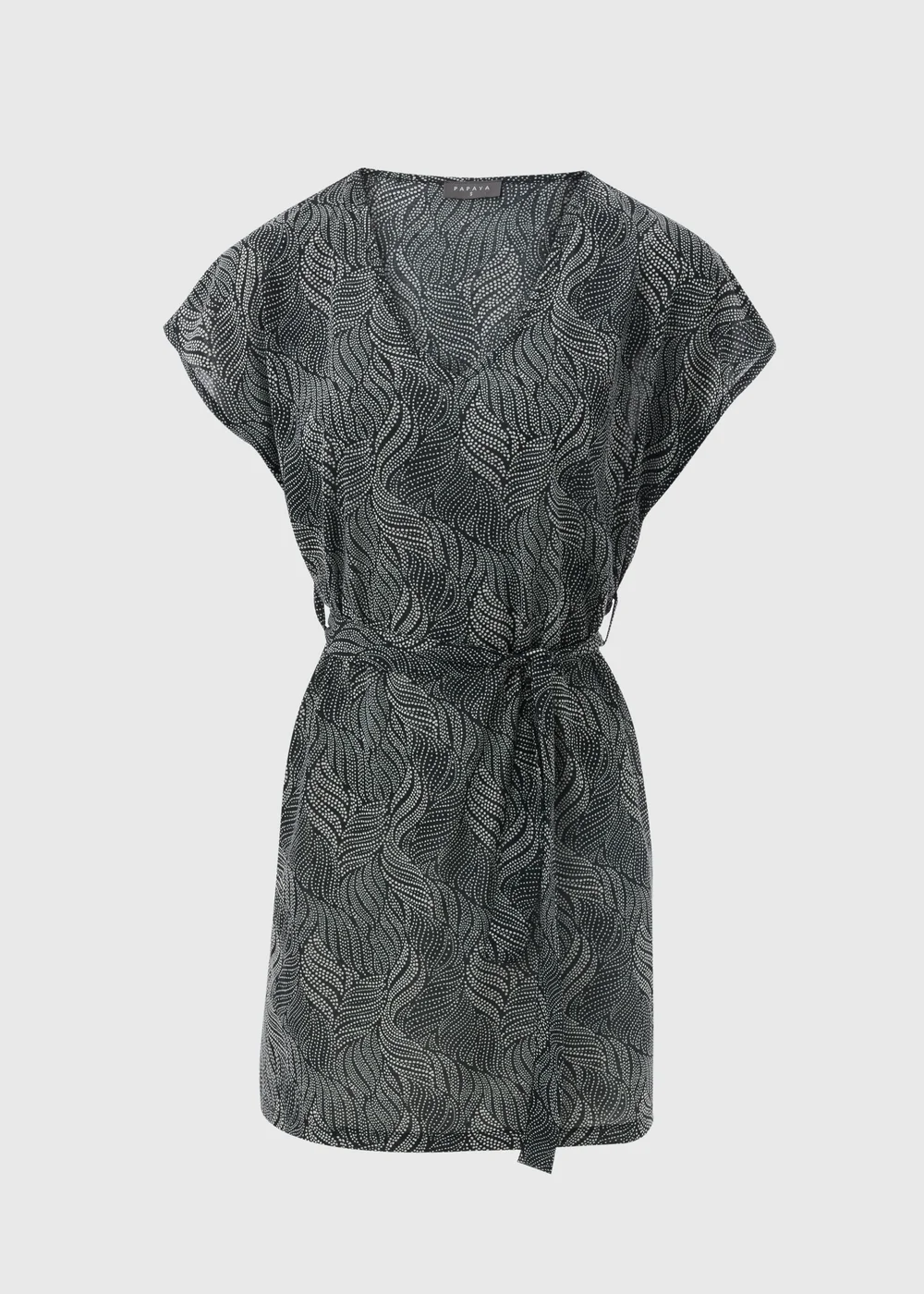 Black Spot Leaf Print Jersey Kaftan - XS Image 4