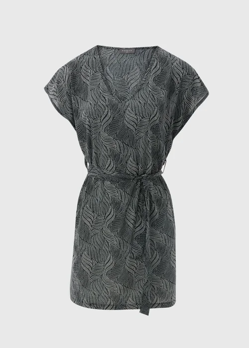 Black Spot Leaf Print Jersey Kaftan - XS Image 4