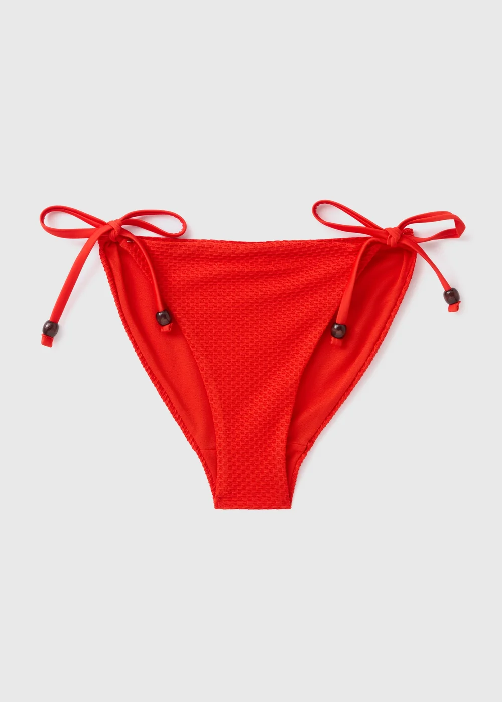 Red Textured Tie Side Bikini Briefs - 6 Image 4