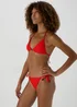 Red Textured Tie Side Bikini Briefs - 6 Image 1