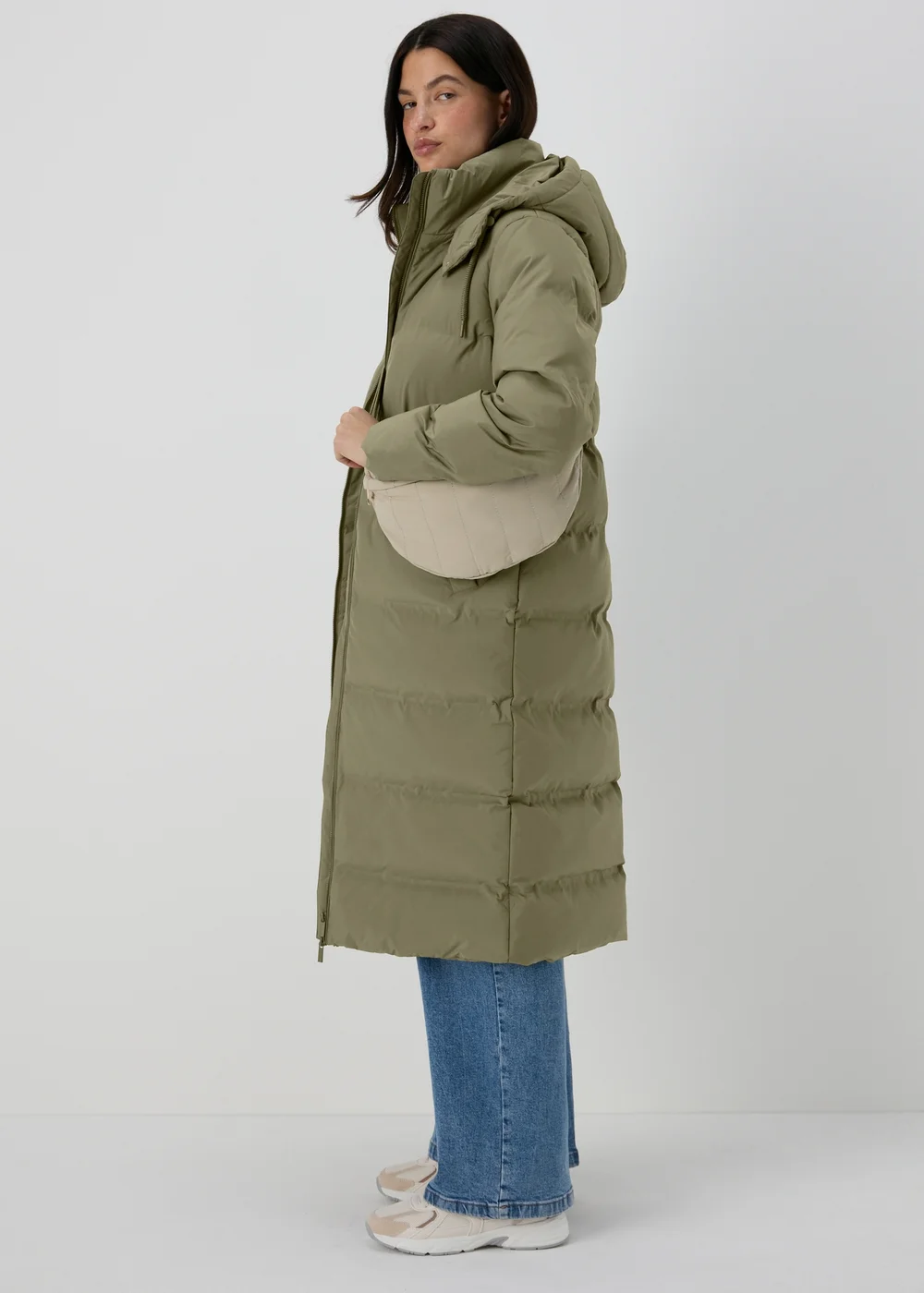 Khaki Long Padded Coat - 8 Image 4