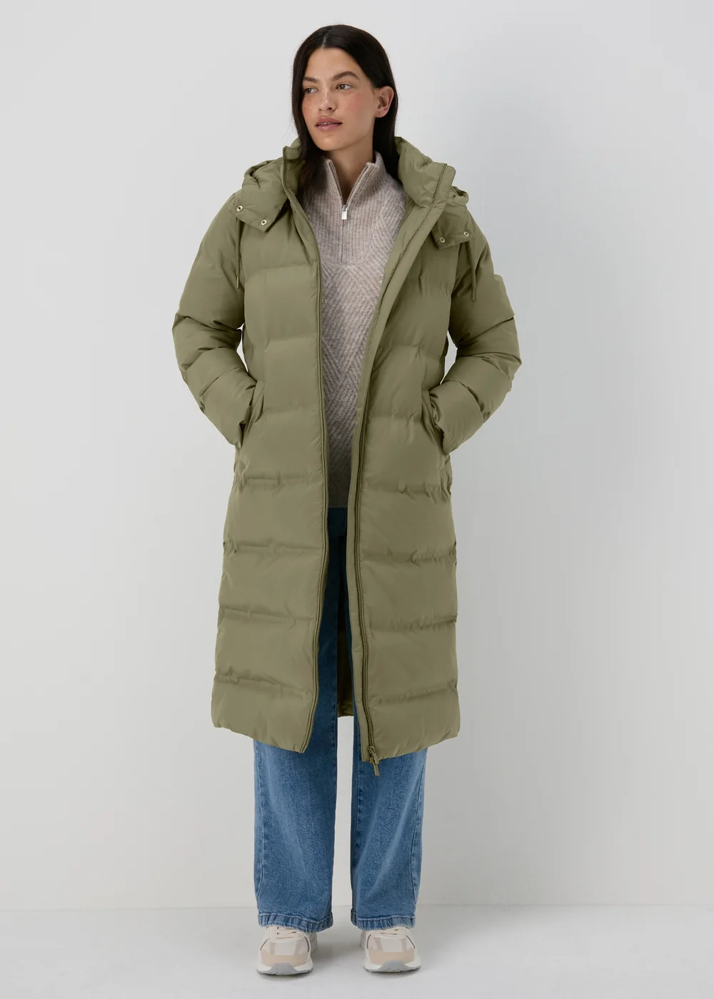 Khaki Long Padded Coat - 8 Image 3