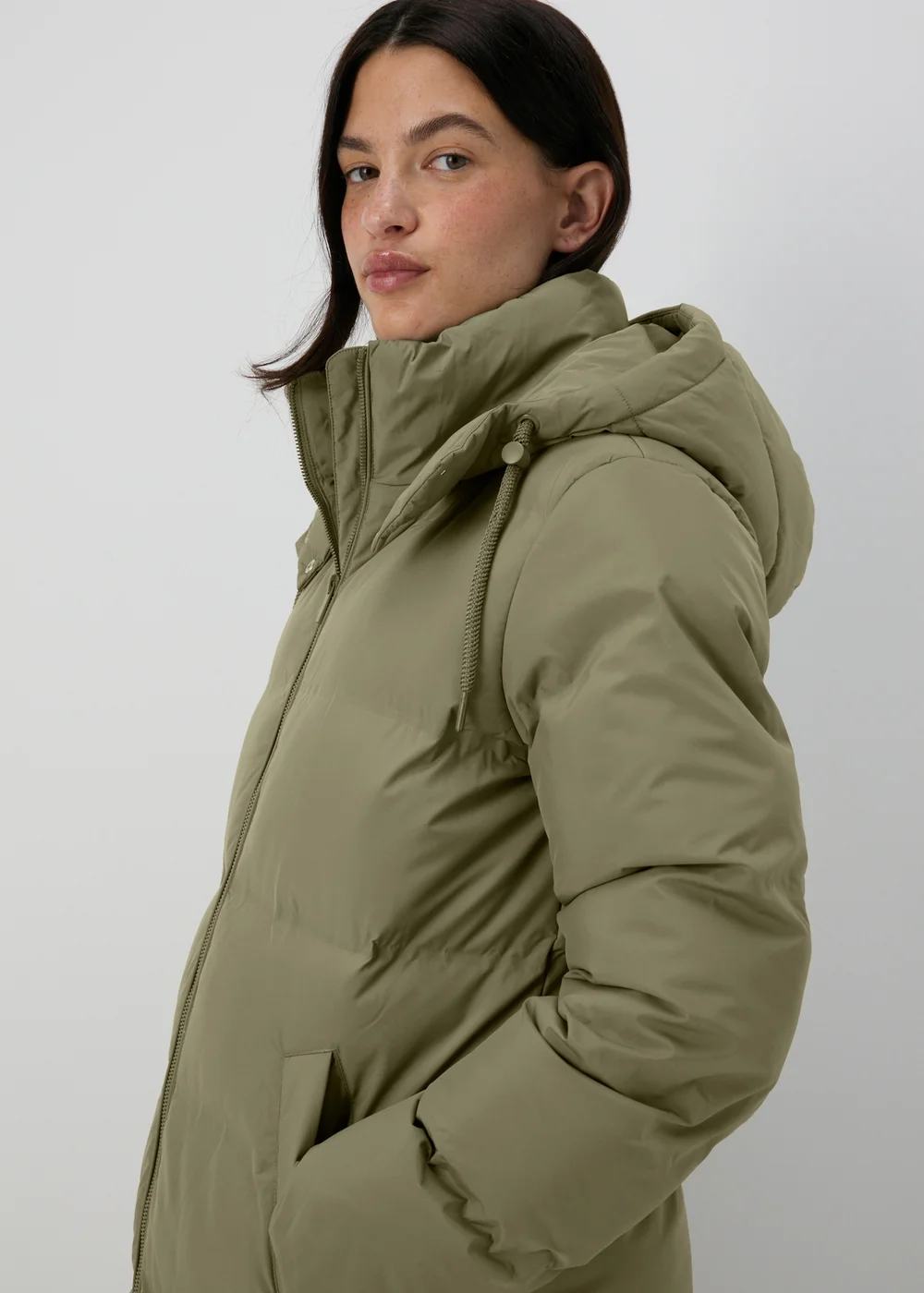 Khaki Long Padded Coat - 8 Image 1