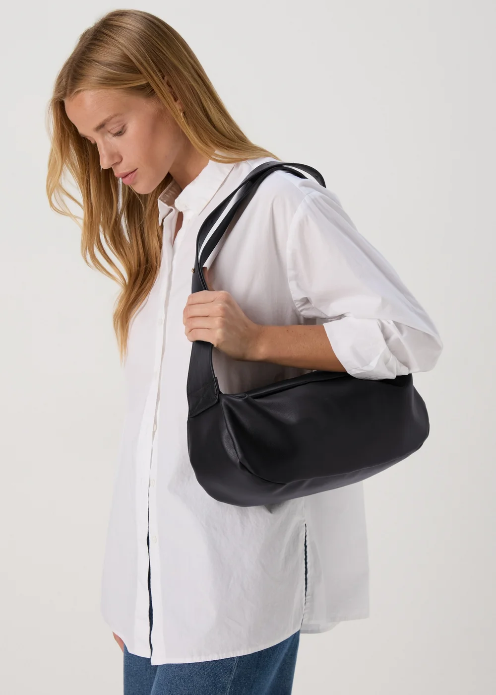 Black Oversized Shoulder Bag - One Size Image 1