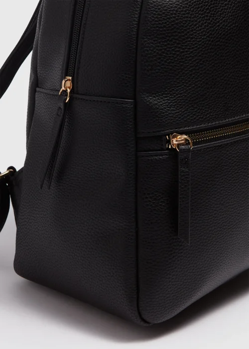 Black PU Backpack - One Size Image 4
