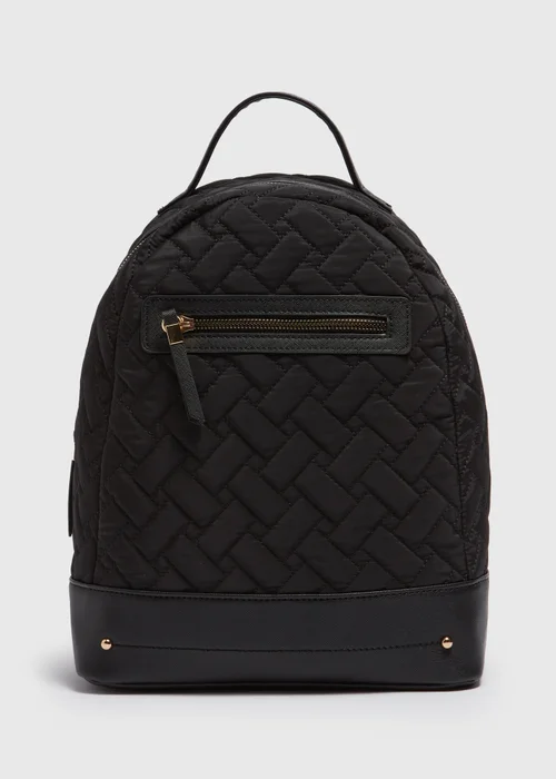 Black Textured Backpack - One Size Image 3