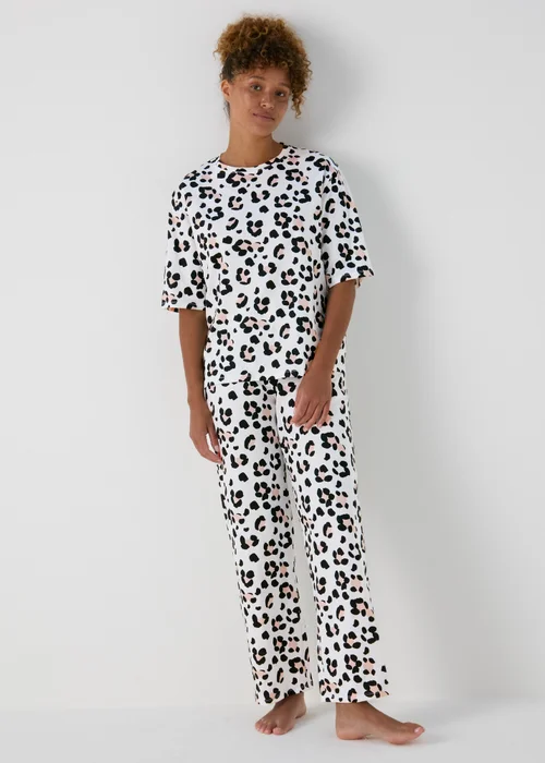 Cream Animal Print Pyjama Set - Small Image 1