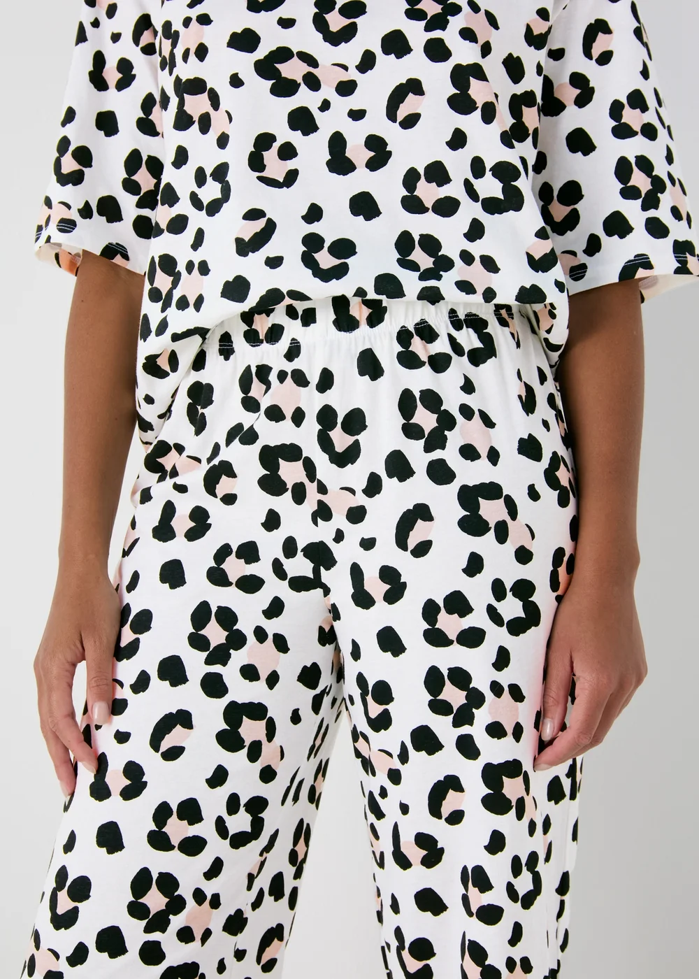 Cream Animal Print Pyjama Set - Small Image 3