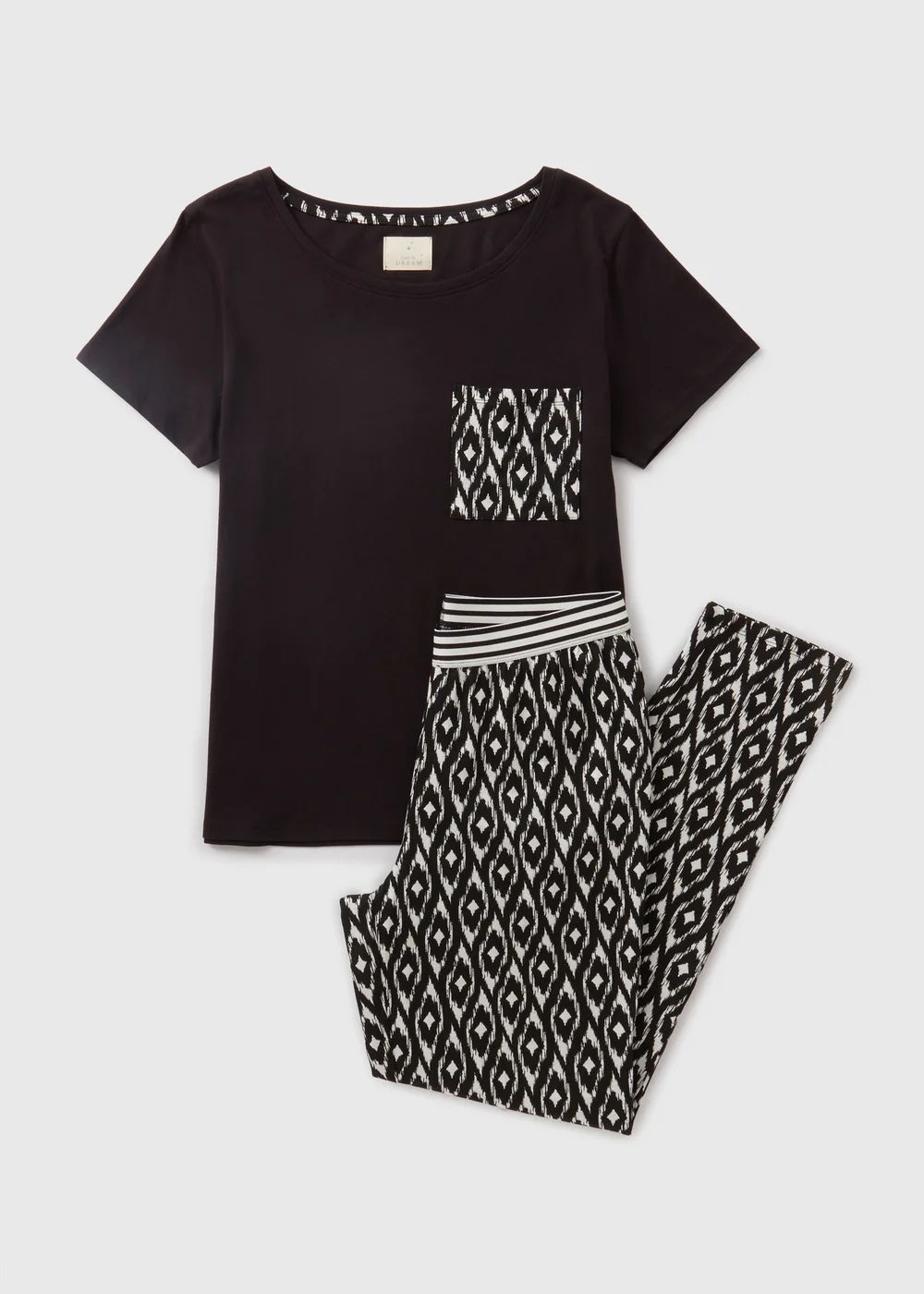 Black Aztec Patterned Pyjama Set - Small Image 4