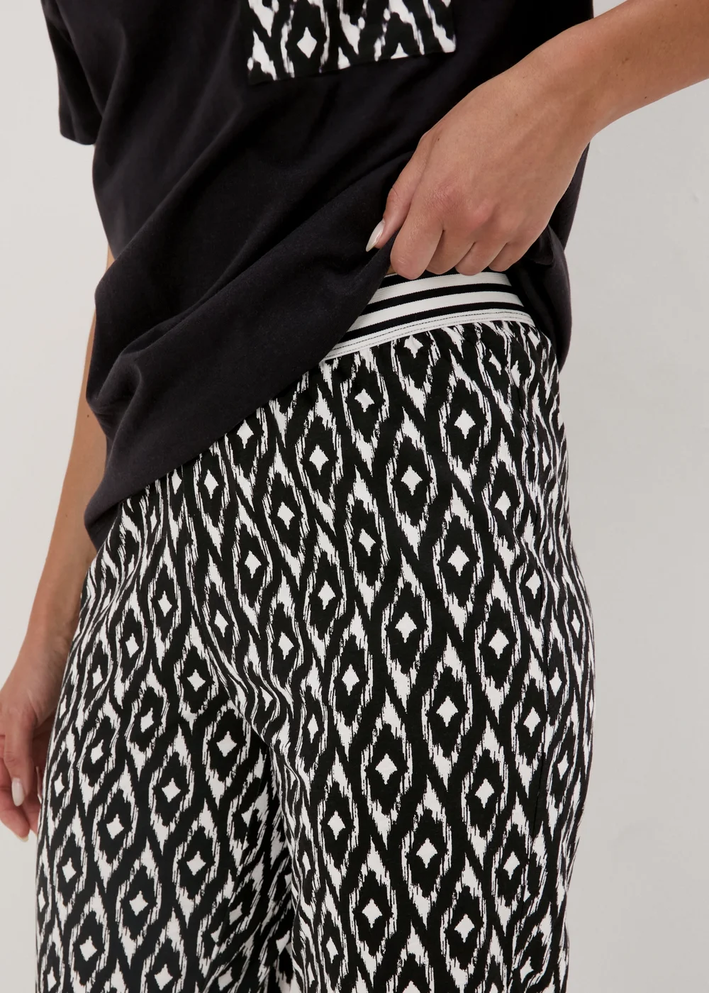 Black Aztec Patterned Pyjama Set - Small Image 3
