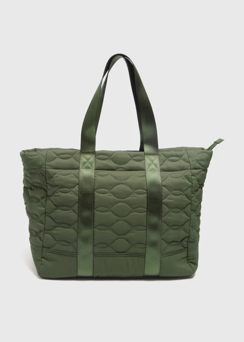Khaki Quilted Tote Bag - One Size Image 3