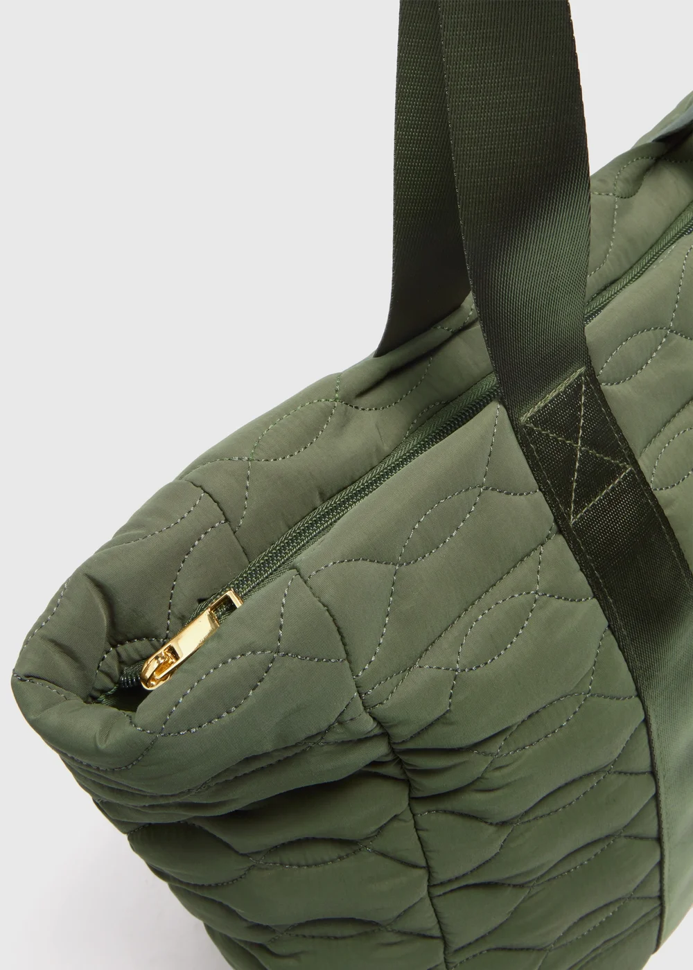 Khaki Quilted Tote Bag - One Size Image 4