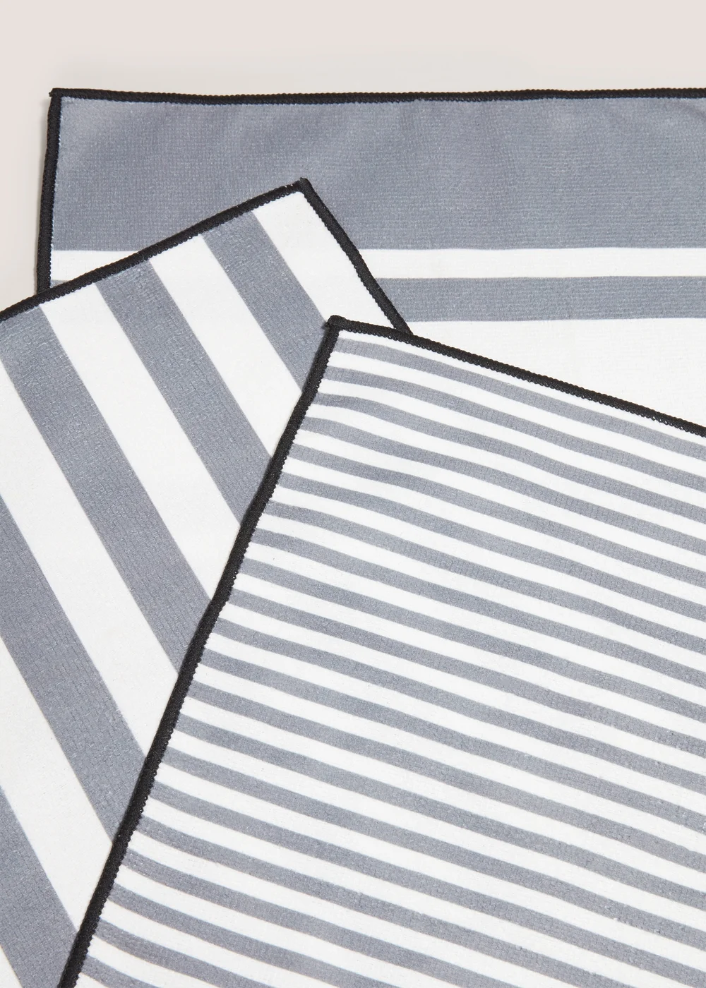 3 Pack Grey Striped Microfibre Cloths (29cmx29cm) Image 2