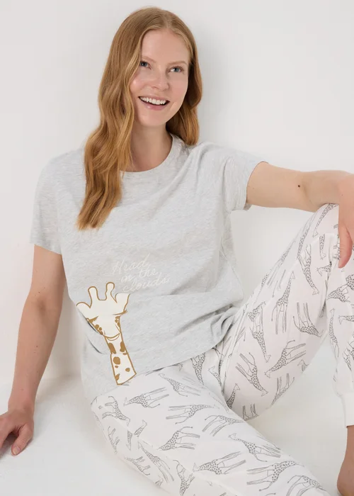 Grey Giraffe Print Pyjama Set - Extra small Image 3