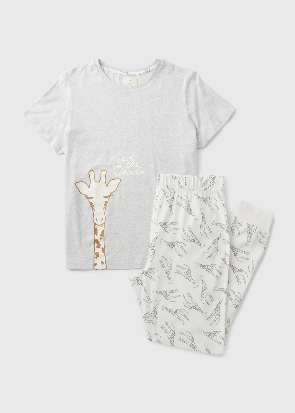 Grey Giraffe Print Pyjama Set - Extra small Image 4