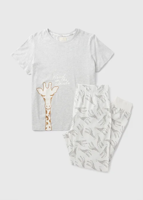 Grey Giraffe Print Pyjama Set - Extra small Image 4