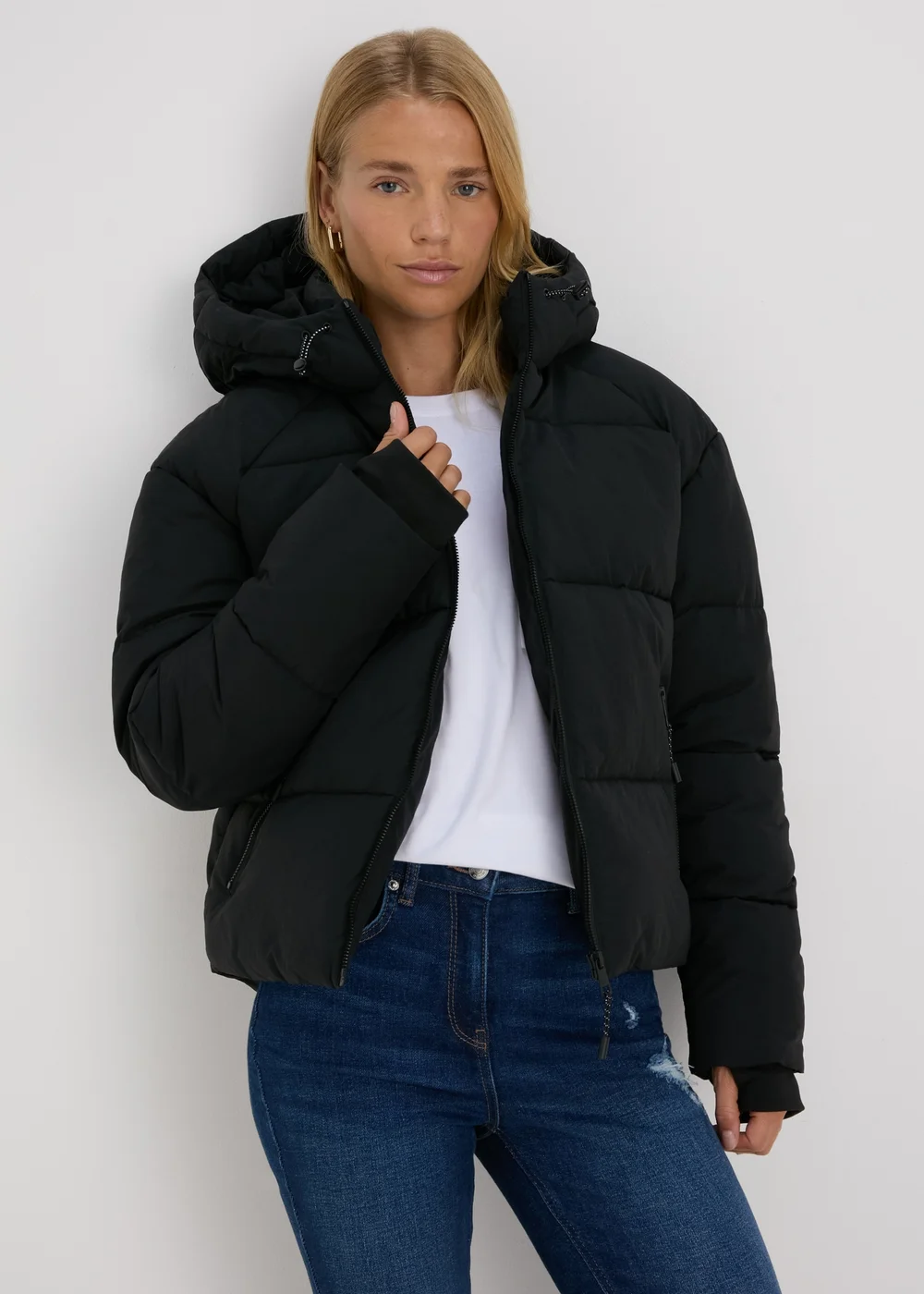 Black Padded Short Coat - 8 Image 3