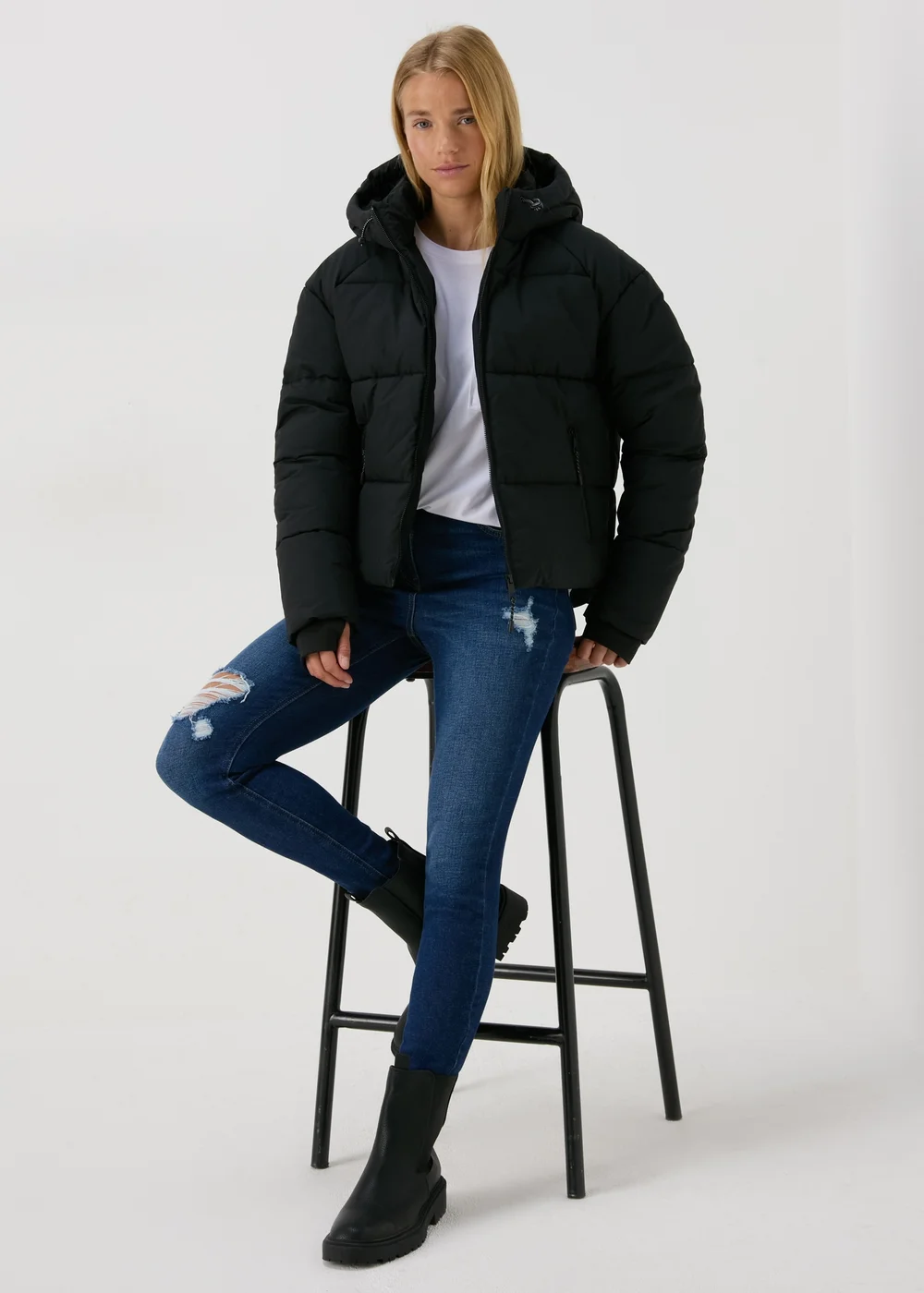 Black Padded Short Coat - 8 Image 4