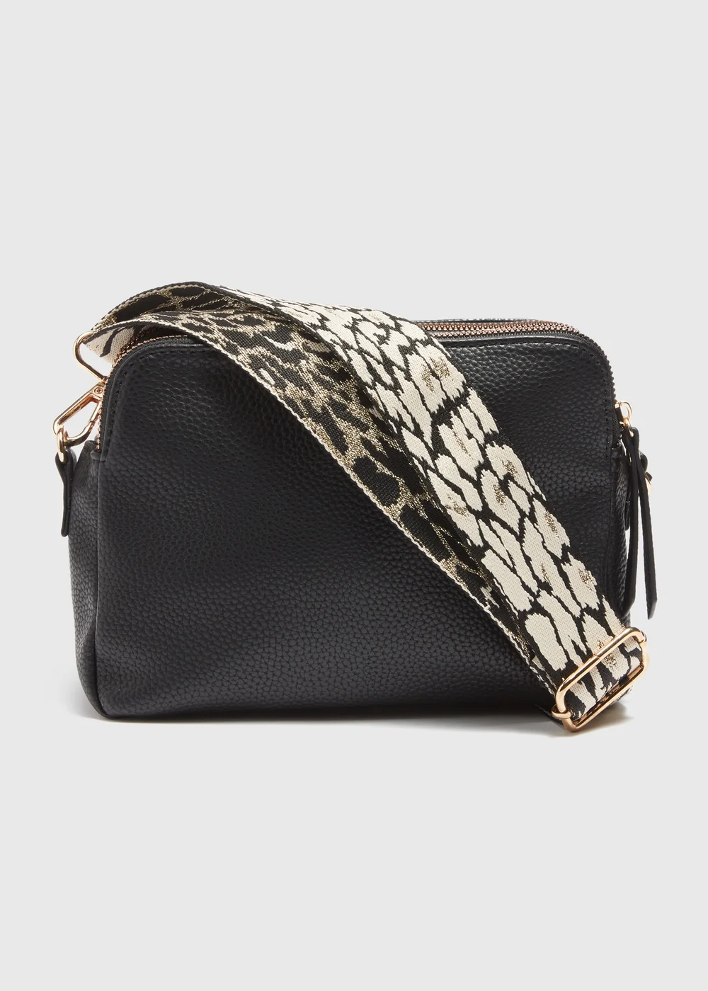 Black Faux Leather Cross Body Bag - One Size Image 1