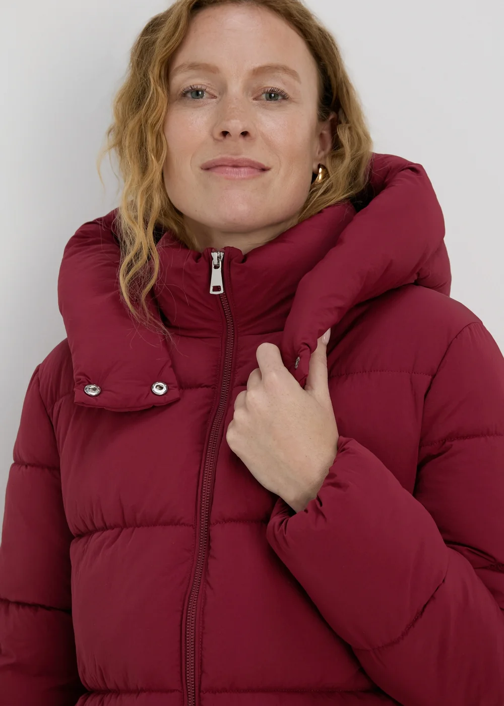 Burgundy Mid Padded Coat - 8 Image 3