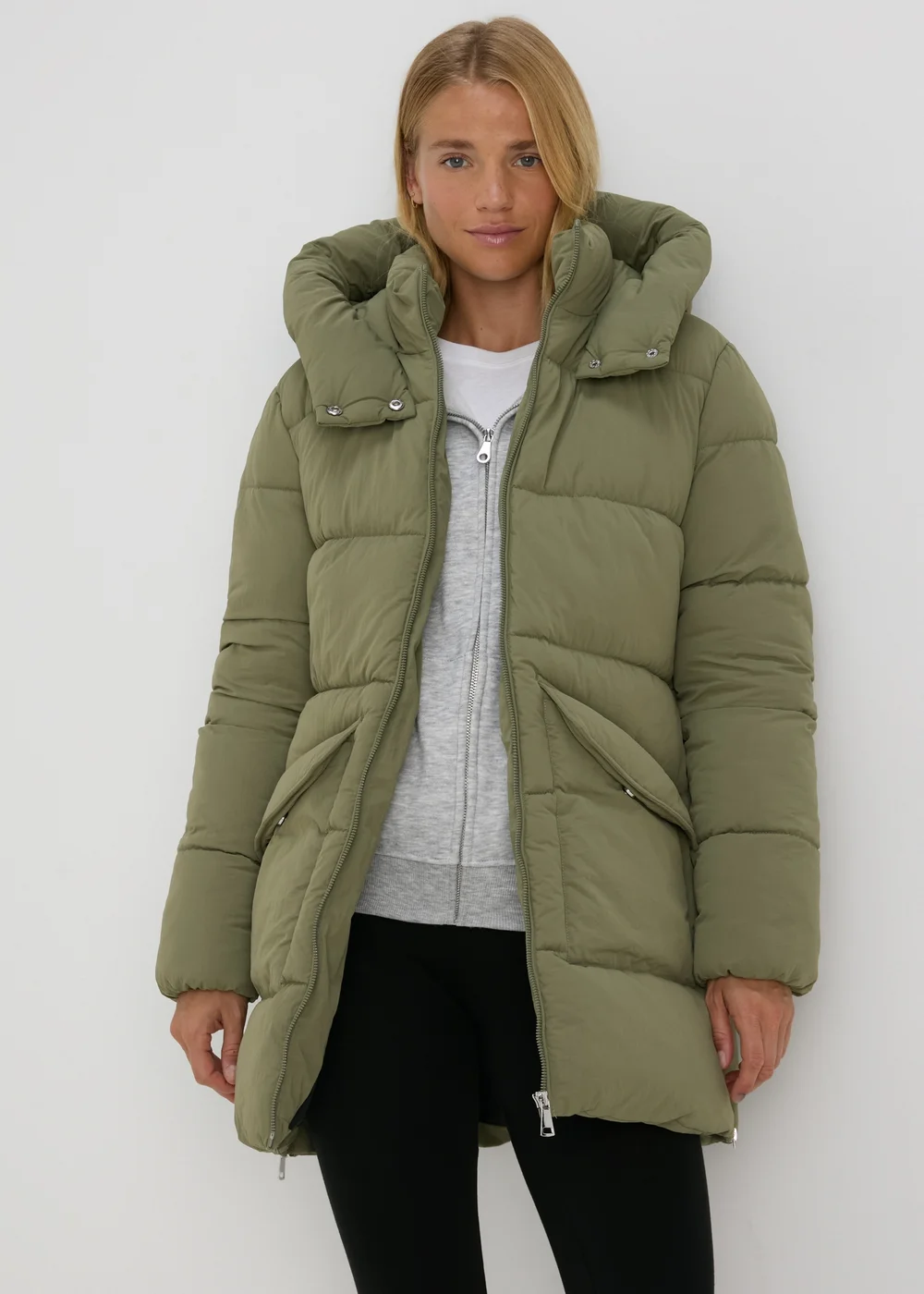 Khaki Mid Padded Coat - 8 Image 4
