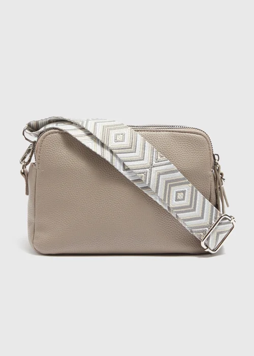 Taupe Faux Leather Cross Body Bag - One Size Image 1