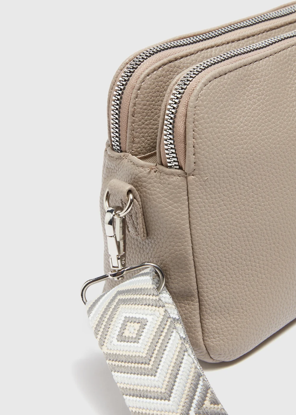 Taupe Faux Leather Cross Body Bag - One Size Image 4