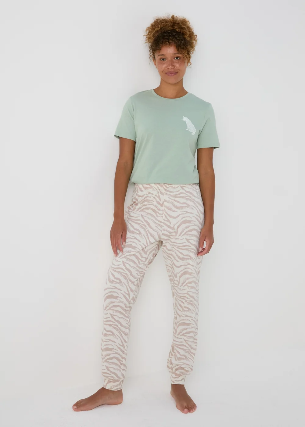 Cream Animal Print Pyjama Bottoms - Extra small Image 1