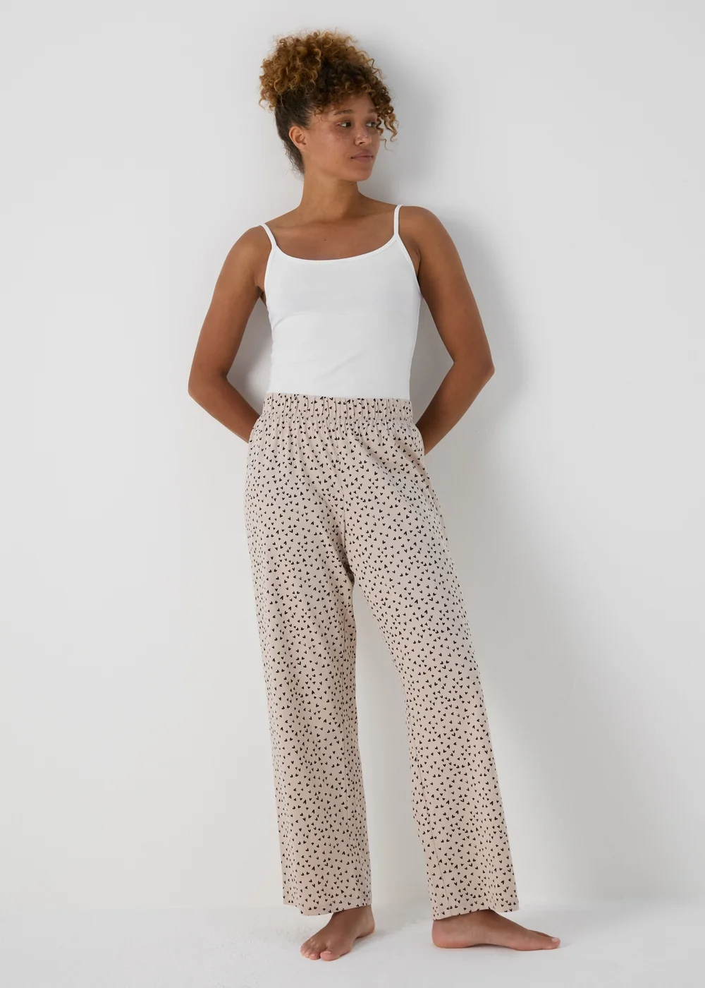 Beige Wide Leg Pyjama Bottoms - Extra small Image 1
