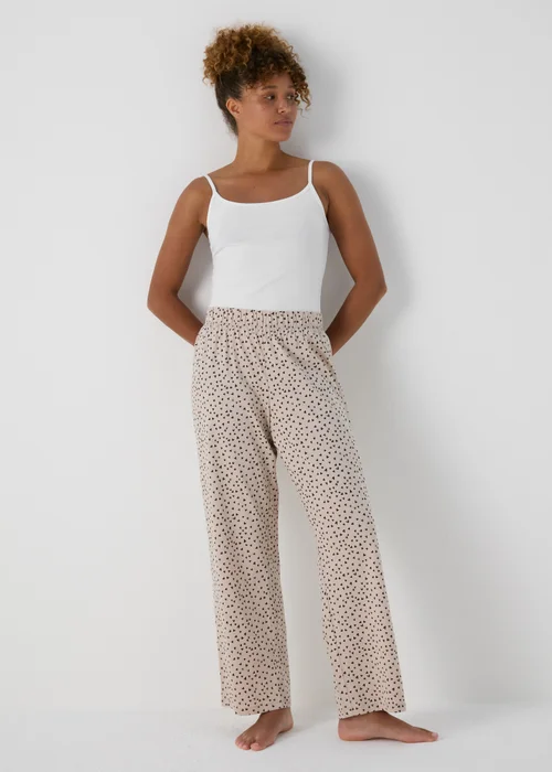 Beige Wide Leg Pyjama Bottoms - Extra small Image 1